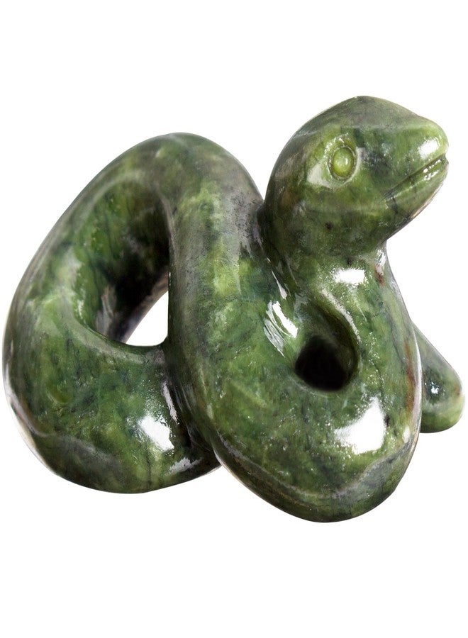 Ytbeoxk Natural Crystal Snake Figurine Decor, 2 Inch Hand Carved Green Jade Serpent Sculpture for Pendant, Reiki Healing Crystal Animal Statue Home Decor, Feng Shui Gifts for Chinese Year of Snake - Image 1